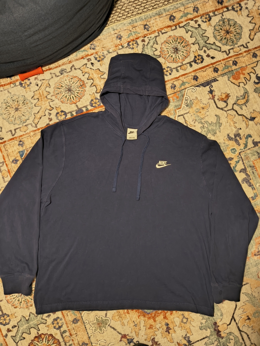 Nike Navy Blue Pullover Hoodie with Small Logo